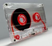 C-60 Transparent with Red Hubs and Red Leader Cobalt Type II Audio cassette